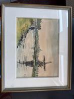 Aquarel met molen, Ophalen of Verzenden