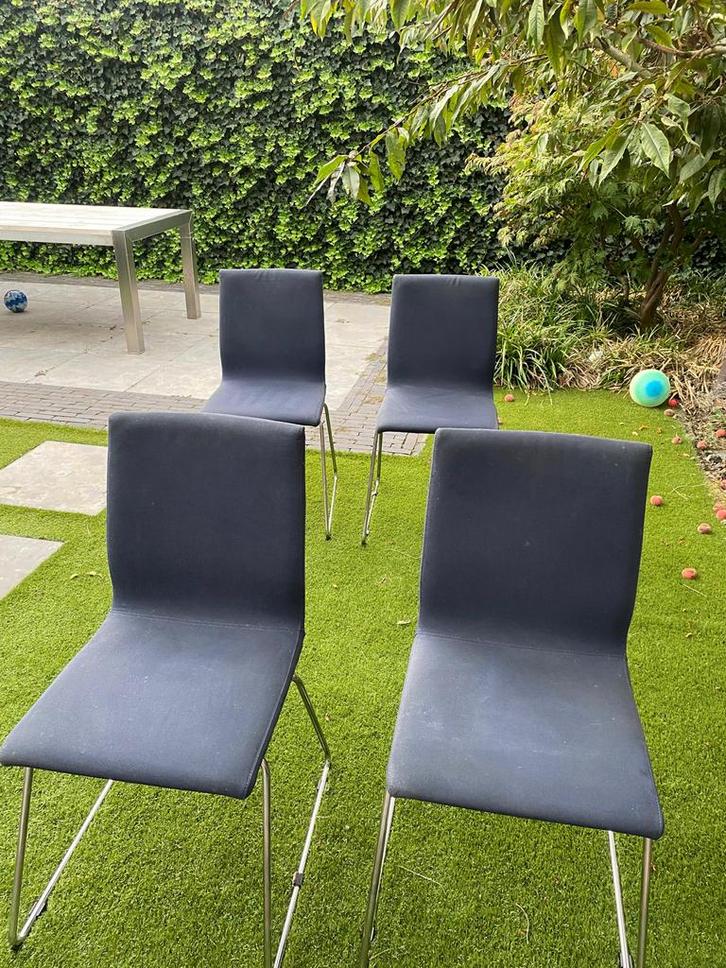 4 eettafelstoelen blauw IKEA Volfgang, Huis en Inrichting, Stoelen, Gebruikt, Vier, Metaal, Stof, Blauw, Ophalen