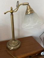 Bronskleurige lamp met wit glazen kap, Ophalen of Verzenden, Minder dan 50 cm