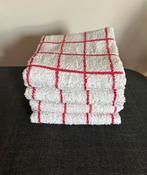 4 wit/rode keukenhanddoeken, Ophalen of Verzenden, Zo goed als nieuw, Wit, Theedoek of Handdoek