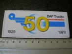 sticker 50 jaar daf trucks logo 1978, Verzamelen, Stickers, Verzenden, Zo goed als nieuw, Auto of Motor