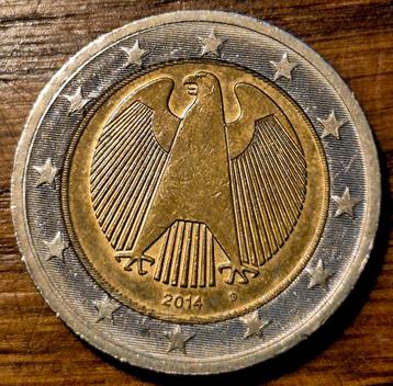 ZELDZAME 2 euromunt Duitsland 2014 D - Dubbele rand op binne beschikbaar voor biedingen