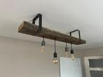 Stoere Houten Hanglamp met Industrieel Design, Ophalen, Gebruikt, Hout, Minder dan 50 cm