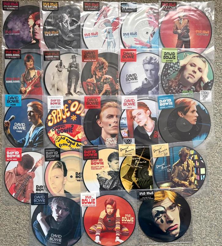 David Bowie 7" (40th) Picture Discs 2012-2020 Koopje 23st., Cd's en Dvd's, Vinyl Singles, Nieuw in verpakking, Single, Pop, 7 inch