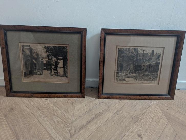 2 antieke etsen van Johannes Josseaud, Antiek en Kunst, Kunst | Tekeningen en Foto's, Ophalen of Verzenden