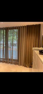 Bruin/Beige wave overgordijnen - Nieuw, Ophalen of Verzenden, Nieuw, Bruin, 200 cm of meer