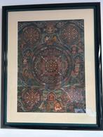 Tibetaanse mandala Tangkha (ingelijst in passe partout), Antiek en Kunst, Kunst | Niet-Westerse kunst, Ophalen