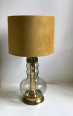 Vintage design lamp hollywood regency lampenkap goud geel, Ophalen, Gebruikt, Glas, 50 tot 75 cm