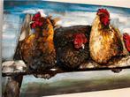 Metalen Schilderij - Kippen op een rij - Wall Art, Ophalen, Oorspronkelijke maker, Nieuw, Schilderij