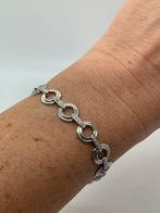 K574 Prachtige zilveren armband met strass, Met strass, Ophalen of Verzenden, Zilver, Zilver