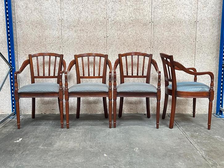 Bannink stoelen Toorop klassiek design 4 stoelen teak hout, Huis en Inrichting, Stoelen, Gebruikt, Vier, Hout, Stof, Bruin, Ophalen of Verzenden