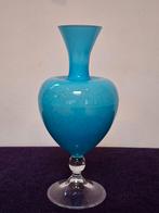 Vintage Turquoise Empoli Opaline Vaas, Ophalen of Verzenden