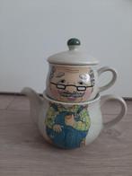 Vintage theepotje koffiepotje met kop met afbeelding opa, Huis en Inrichting, Keuken | Servies, Ophalen, Gebruikt, Overige stijlen