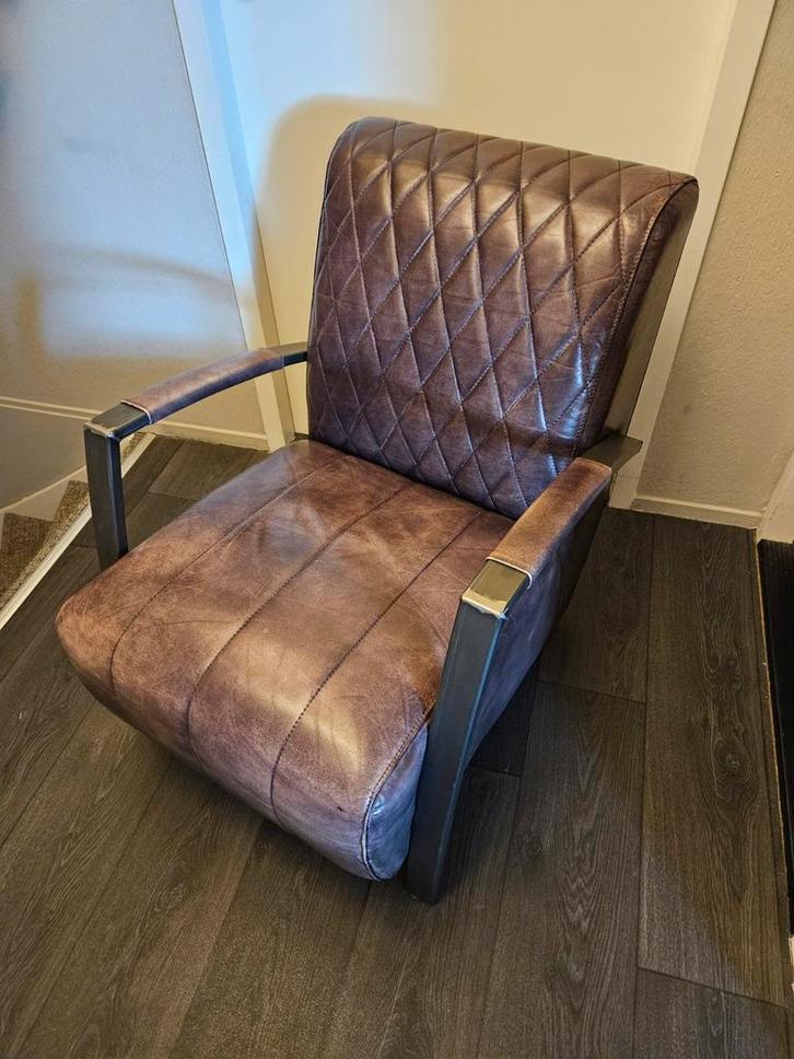 Leren fauteuil...100% rundleer...als nieuw...€349,-, Huis en Inrichting, Fauteuils, Zo goed als nieuw, Leer, 75 tot 100 cm, Ophalen