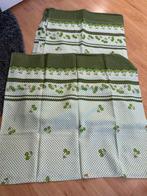 Vintage Groen Beddengoed Set met kersjes - 140 x 200 cm, Eenpersoons, Hoeslaken of Sloop, Ophalen of Verzenden, Zo goed als nieuw