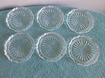 Set van 6 Vintage Glazen Onderzetters beschikbaar voor biedingen