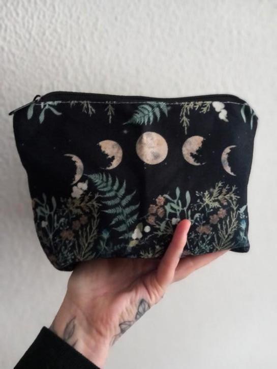 Make-up tasje, toilettas, bag in bag, maan, moon, witchy,, Sieraden, Tassen en Uiterlijk, Toilettassen, Nieuw, Dame, Zwart, Verzenden