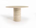 Ronde travertin beige eettafel - 120 cm, Nieuw, Overige materialen, 100 tot 150 cm, 100 tot 150 cm