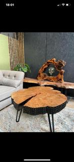 Boomstamtafel salontafel bijzettafel, Huis en Inrichting, Tafels | Salontafels, Ophalen, 50 tot 100 cm, Rond, Zo goed als nieuw