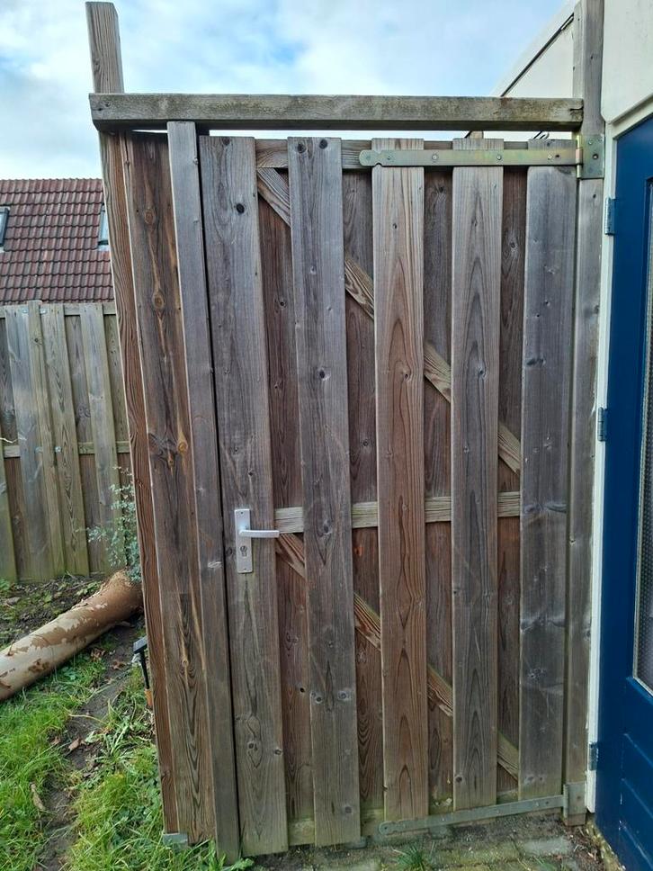 Tuinpoort/schuttingdeur (100x200cm), Tuin en Terras, Schuttingen, Gebruikt, Hout, 2 meter of meer, Minder dan 3 meter, Ophalen