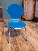 Blauwe Houten Kinderstoel met Metalen Poten, Ophalen, Gebruikt, Stoel(en)