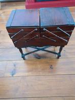 Vintage Houten Naaitafel / Bijzettafel, Gebruikt, Vintage, 55 tot 75 cm, Rechthoekig