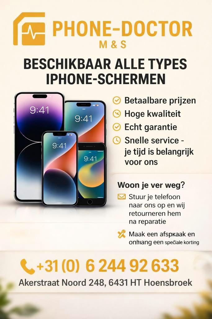 Vervanging van alle iPhone-schermen, Boeken, Informatica en Computer, Zo goed als nieuw, Internet of Webdesign, Ophalen of Verzenden