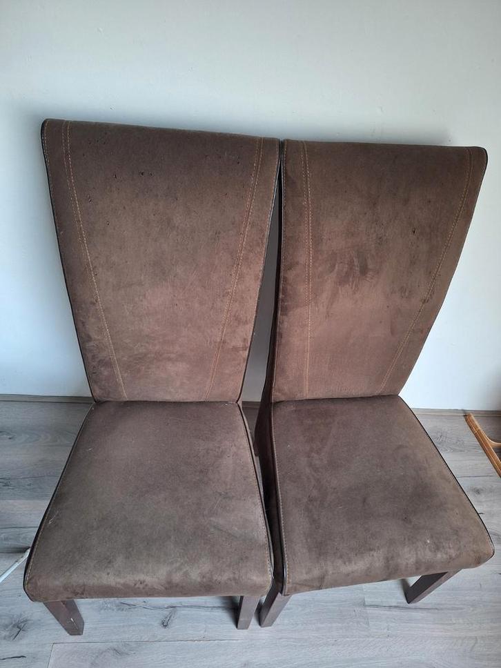Gratis stoelen, Huis en Inrichting, Stoelen, Gebruikt, Twee, Hout, Stof, Bruin, Ophalen
