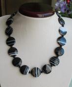 Prachtige ketting met Onyx Agaat munten, verstelbaar, Verzenden, Zwart, Nieuw, Steen of Mineraal
