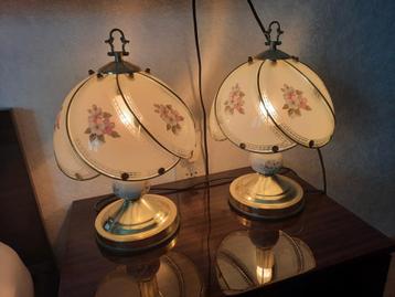Vintage Tafellampen Set met Bloemenmotief beschikbaar voor biedingen