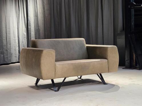 Movani Move design groen leren fauteuil / loveseat, Huis en Inrichting, Banken | Sofa's en Chaises Longues, Zo goed als nieuw