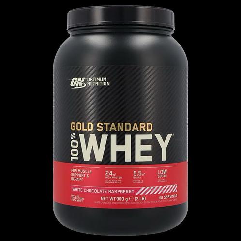 Optimum Nutrition Gold 100% Whey White Chocolate Raspberry, Sport en Fitness, Gezondheidsproducten en Wellness, Nieuw, Poeder of Drank