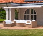 Rotan Tuinset Rond - Witte Kussens, Tuin en Terras, Tuinsets en Loungesets, Ophalen, Rotan, 6 zitplaatsen, Zo goed als nieuw