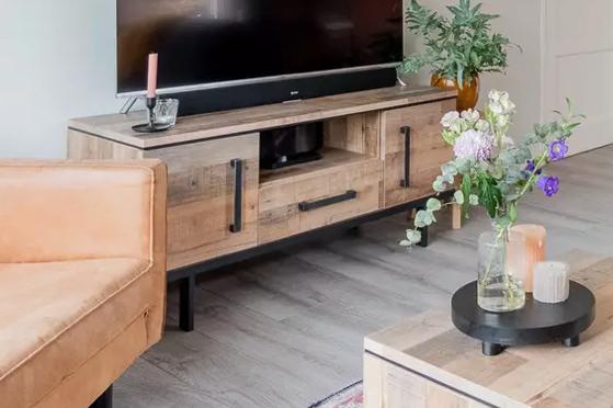 TV-meubel Flair, 130cm met lade en deurtjes, Huis en Inrichting, Kasten | Televisiemeubels, Ophalen, 100 tot 150 cm, Zo goed als nieuw