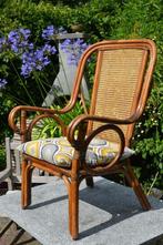 Vintage rotan webbing stoel Bohemian Boho Ibiza stijl, Huis en Inrichting, Stoelen, Bruin, Eén, Ophalen