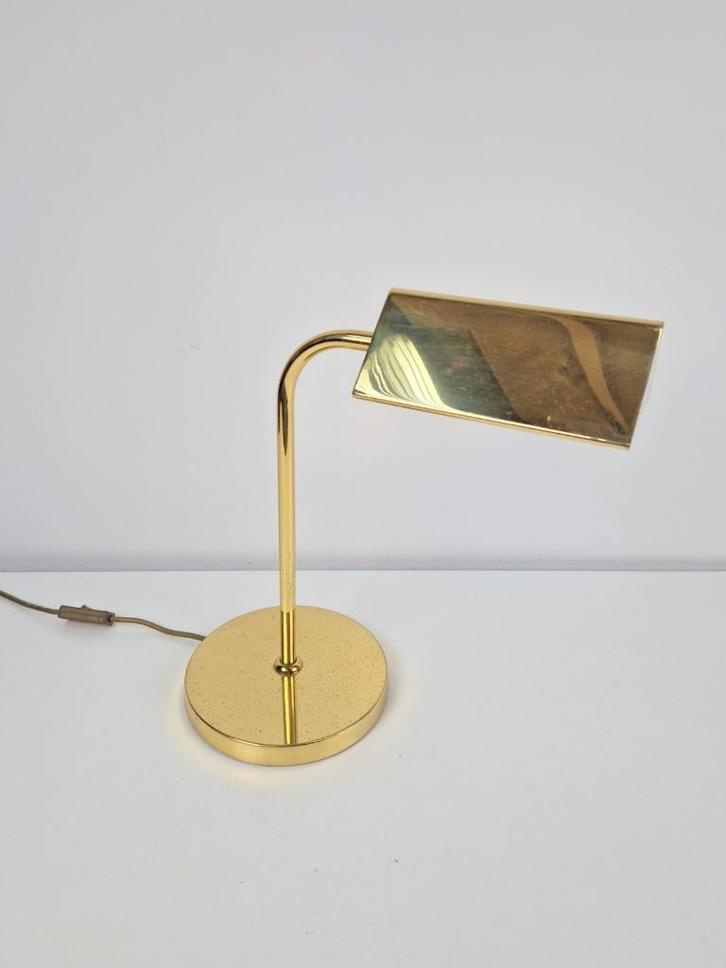 3 vintage tafellamp messing bankierslamp Baulmann ´70 design, Huis en Inrichting, Lampen | Tafellampen, Gebruikt, Minder dan 50 cm