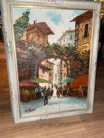 Schilderij L. Miao - Stadsgezicht, Antiek en Kunst, Ophalen of Verzenden