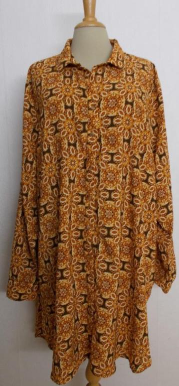 Mooie batik print blouse jurk in bruintinten! XL/XXL beschikbaar voor biedingen