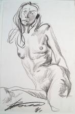 onduidelijk gesigneerd - Zittend naakt -, Antiek en Kunst, Ophalen of Verzenden