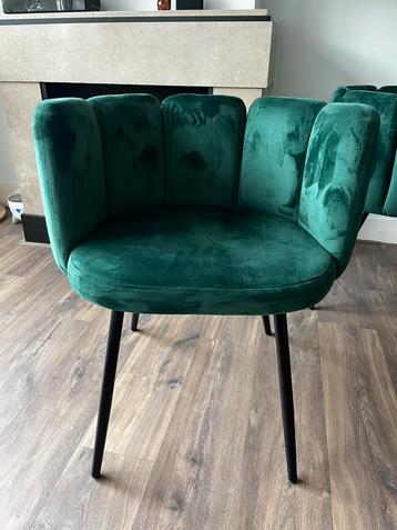 Set Westwing eetkamerstoelen groen velvet (4x) beschikbaar voor biedingen