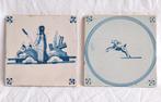2 antieke tegels in goede staat herder en haas, Ophalen of Verzenden