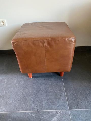 Bruin leren poef hocker  beschikbaar voor biedingen