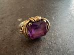 Vintage Gouden Ring 18 met amethist, Sieraden, Tassen en Uiterlijk, Ringen, Gebruikt, Paars, Ophalen of Verzenden, 17 tot 18