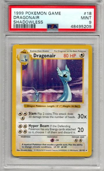 Dragonair Shadowless Psa 9 Base set 1999 beschikbaar voor biedingen