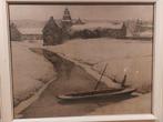Willem Witjens – winterlandschap met boot – gesigneerde druk, Antiek en Kunst, Ophalen of Verzenden