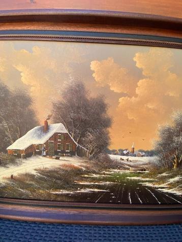 Mooi winterlandschap schilderij v.Ast beschikbaar voor biedingen