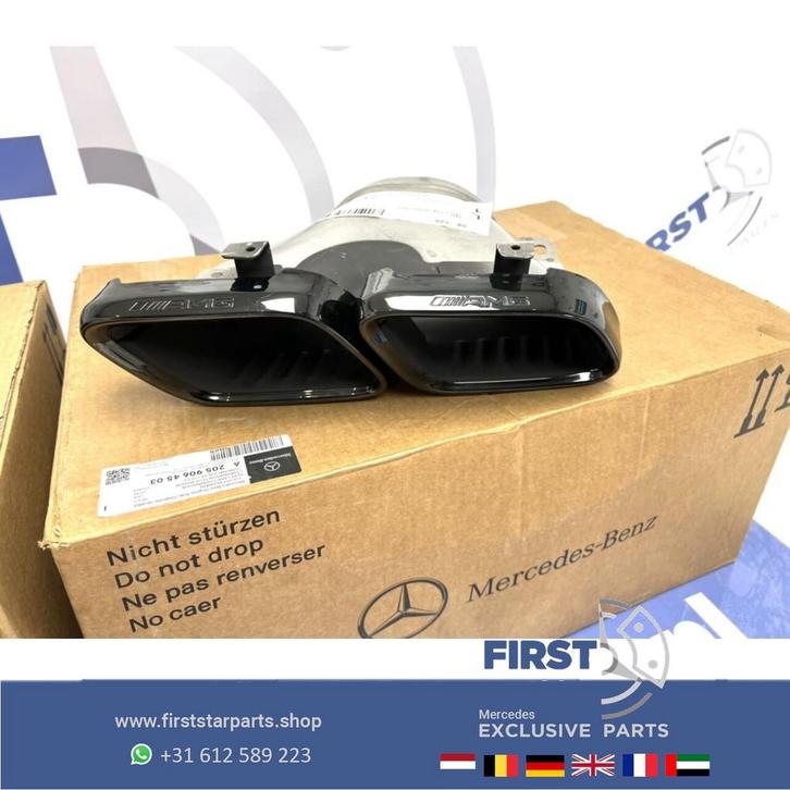 W205 C63s AMG FACELIFT UITLAATSIERSTUKKEN SET ZWART originee, Auto-onderdelen, Uitlaatsystemen, Mercedes-Benz, Gebruikt, Ophalen of Verzenden