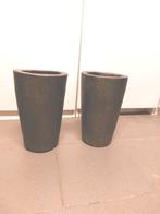 2 bloempotten 32 cm hoog antraciet grijs donkergrijs, Ophalen, Steen, Gebruikt, Rond