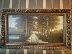 Te Koop: Schilderij van J. vd Plas – Bospaadje met vijver, Antiek en Kunst, Ophalen
