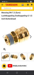 Snelkoppeling lucht, Messing luchtkoppeling DN 7.2 (euro), Overige materialen, Overige typen, Zo goed als nieuw, Minder dan 2 meter